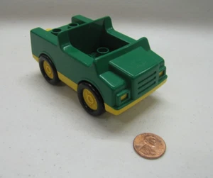 Vintage Lego Duplo Green Car W/ Hitch Vehicle Double Seater Truck Family Town - Picture 1 of 3
