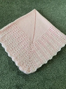 Very Pretty New Pink Baby Afghan Hand Crocheted - Picture 1 of 2