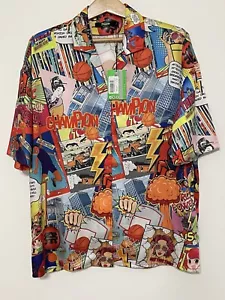Comic Style Anime Patch Work Button Shirt JADED 80s 90s Style Comic Book W1 - Picture 1 of 9