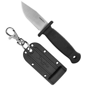 Demko Knives Armiger 2 Clip Point Knife 2.0" Satin Plain Edge Blade Black Handle
