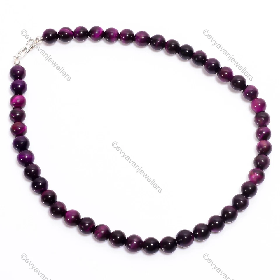 Presente para ela estrela roxa olho de tigre colar ajustável com miçangas prata 925 - Imagem 1 de 4