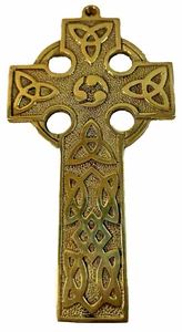 Brass LIFFERY ARTEFACTS Celtic Trinity Knot Cross Medalion Hang Or Wear (heavy) - Picture 1 of 5