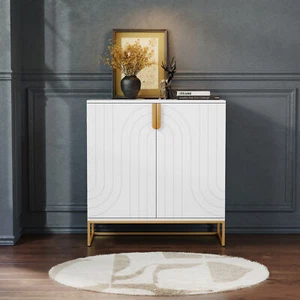 Storage Cabinet 2 Doors Modern Accent Cabinet Free Standing Sideboard Buffet - Picture 1 of 10