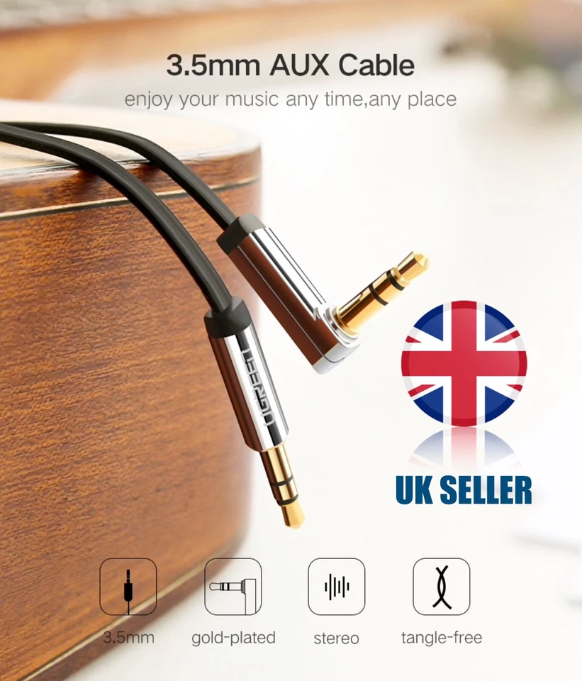 AUX Cable 3.5mm Male to 3.5mm Male Straight to angle 1m Ugreen  - Image 1 of 4