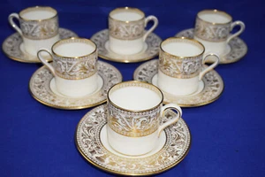 Wedgwood Gold Florentine (6) Demitasse Cup & Saucer SETS (G61) - Picture 1 of 14