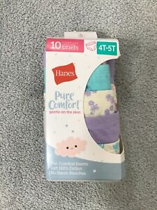 Toddler Girl’s Hanes Tagless Briefs Size 4T-5T 10 Pack Brand New
