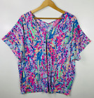 Jodifl+Women%27s+Shirt+Colorful+Geometric+Dolman+Sleeve+V+Neck+Stretch+