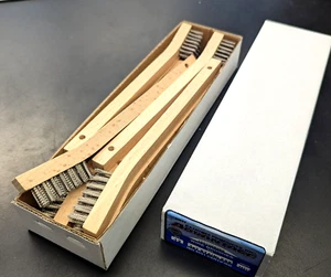 New 12 Stainless Steel Mini Wire Brushes w/wood handle -Tooth brush- Free Ship - Picture 1 of 5