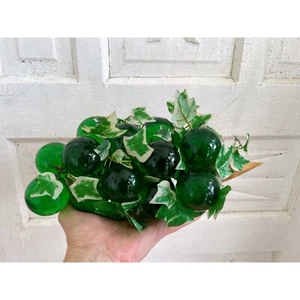 Vintage MCM Green Lucite Grapes on driftwood with Ivy Leaves - Picture 1 of 11