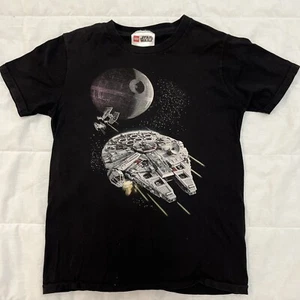 LEGO Star Wars Millennium Falcon Death Star Black T-Shirt Child Size M 10/12 - Picture 1 of 3