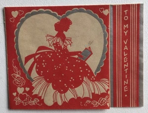 Dama de San Valentín estilo victoriano de colección vestida de rojo en el corazón lectura #b2 - Imagen 1 de 3