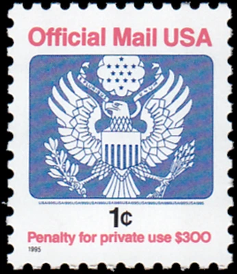 US Stamp #O154 - 1995 1¢ Great Seal, Official Mail, EzGrade™ VG/F, MNH, OG - Image 1 of 3