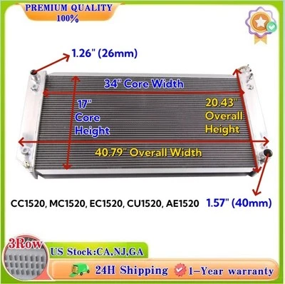 3 ряда 34 дюйма с сердечником радиатора для 1988-2000 Chevy/GMC C/K 1500 2500 3500 Tahoe Yukon - Изображение 1 из 4