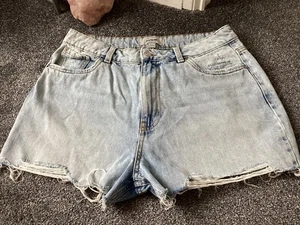 New Look Blue Stonewashed Cut Of Hot Pant Shorts Denim Size 14 - Picture 1 of 3