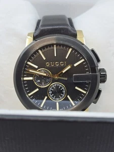 Gucci  Watch G  Chronograph, YA101203 , 44mm , PVD, Satin Blk Dial , New - Picture 1 of 12