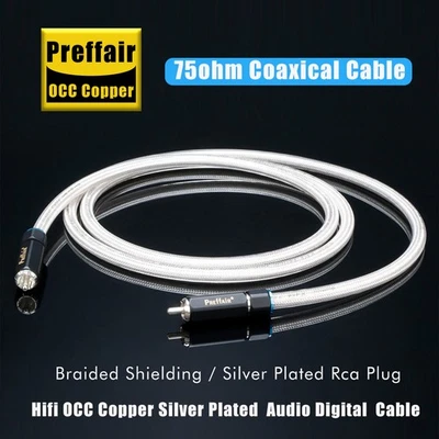 HiFi RCA Cable Silver Plated Plug Male Digital Coaxial Self Locking Interconnect - Image 1 of 4