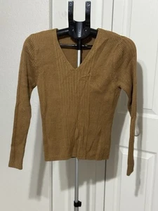 Merona Brown Rib Knit V Neck Sweater - Picture 1 of 4