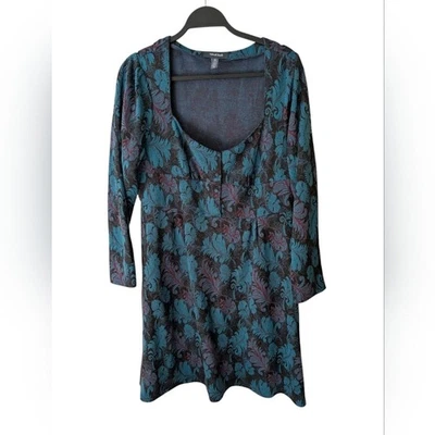 Vestido de plumas azul línea A reflexivo y dulce Modcloth talla XL Foto 1 de 4