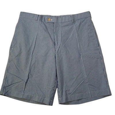 Pantalones Cortos Peter Millar Para Hombre Talla 34 Azul Blanco Cuadros Guinga 8.5" Entrepierna Algodón Foto 1 de 4