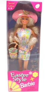 Barbie estilo Pascua con cesta y sombrero Mattel 1997 edición especial 17651 soporte para huevos - Imagen 1 de 7