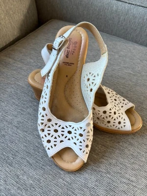 Spring Step Orella Slingback Leather Comfort Wedge Sandal Size 8 Pre-owned  - Image 1 of 4