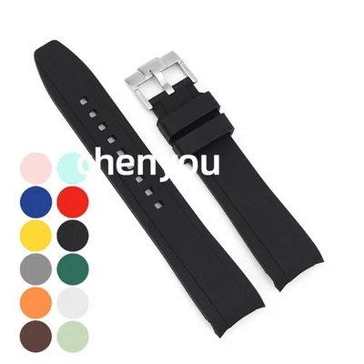 18 19 20 21 22mm Pulsera Extremo Curvo Pulsera Goma Silicona Correa de Reloj Foto 1 de 4