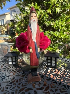Wood Carved Painted Santa 12” - Picture 1 of 7