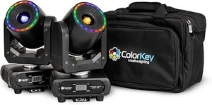 ColorKey Halo Spot 100 (2-Pack w/ Carrying Bag) - Moving Head LED Spot - Picture 1 of 12