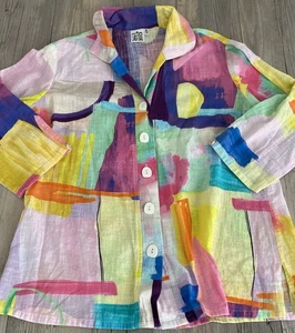 Petersilie & Salbei Damen 3/4 Ärmel Knopf Shirt Artsy Bursting Farbe Medium - Bild 1 von 9