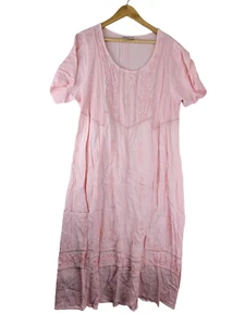 Holy Clothing Fairy Whimsical Renaissance Maxi Dress Womens 3X Pink Embroidered - Picture 1 of 22