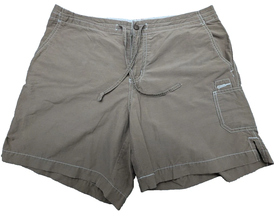 Pantalones Cortos Columbia Damas Medianos 32W 6" Marrón Frente Plano Mezcla Algodón Logo Foto 1 de 4