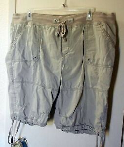 Faded Glory. Tan Shorts, 4 pockets, pull up w/ pull string waist Size 24W