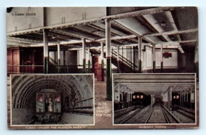1910s NY Postcard Hudson River Tubes Rapid Transit New York Subway Trains - Picture 1 of 2
