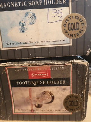 Croydex **RARE** Vintage Gold Plated Magnetic Soap Holder & Toothbrush Holder. - Image 1 of 4