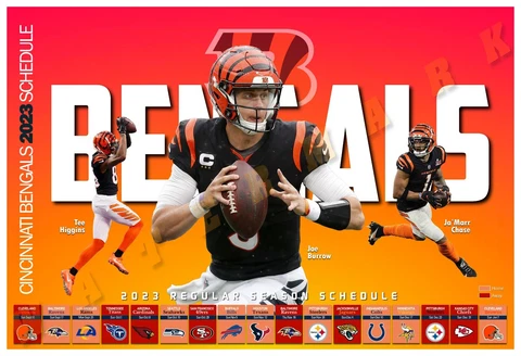 THE CINCINNATI BENGALS 2023 REGULAR SEASON 19”x13” SCHEDULE POSTER Cover