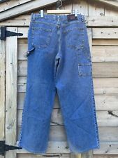 Vintage Y2K Tommy Hilfiger Blue Cargo Carpenter Baggy Jeans 33x30 Wide Leg EUC