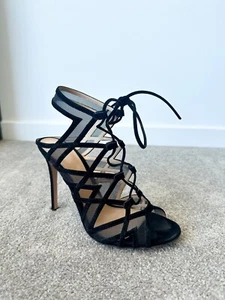 Gianvito Rossi Black Suede Mesh High Heel Sandals - Size: 37 - RRP: $1,445 - Picture 1 of 8