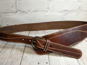 RIVER ISLAND Leather Belt Wide authentic slouch style Brown Cross Over Boho M/L - Picture 1 of 10