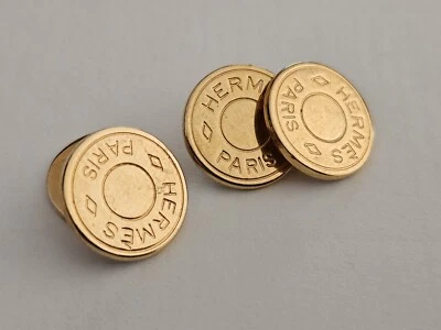 HERMES PARIS BIJOUTERIE FANTAISIE MANSCHETTENKNÖPFE AUS VERGOLDETEM METALL. - Bild 1 von 4