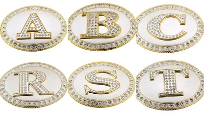 Западный первоначальный ремень пряжка новый мужчин женщин A-Z письмо ковбой Cowgirl золото металл - Изображение 1 из 4