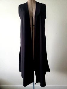 LuLaRoe JOY Open Front Long Duster Black Slits Size Small - Picture 1 of 9