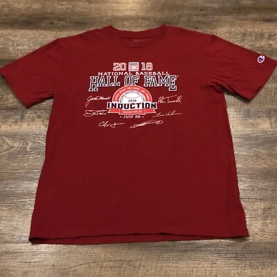 Baseball Hall Of Fame Shirt Boys XL Red 2018 Vladimir Guerrero Chipper Jones - Image 1 of 4
