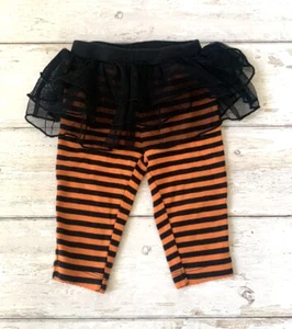 Baby Girl 3m Halloween Tutu Leggings Carters Pants Skirt Orange Black Stripes - Picture 1 of 4