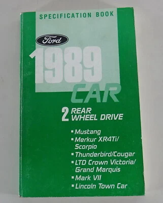 Libro De Tablas Ford Mustang / Lincoln Mark VII / Mercury Cougar... Mj. 1989 - Imagen 1 de 2