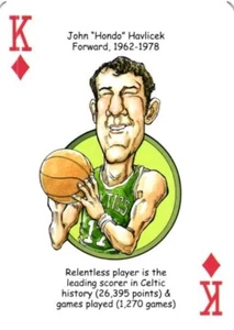 John Havlicek King of Diamonds Boston Celtics Caricature Playing Card - Picture 1 of 4