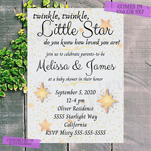 Twinkle Twinkle Little Star Baby Shower invite JPG, DIY print at home invite