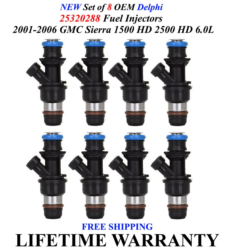 8 nuevos inyectores de combustible Delphi 4 orificios 420cc OEM para GMC Sierra 2500 HD 2001-2006 6,0 Foto 1 de 1
