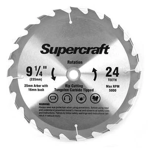 Supercraft PT23524 Circular Saw Blade TCT 235mm/9-1/4in x 24 Teeth - Picture 1 of 3
