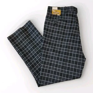 Pantalones acampanados de poliéster tejido doble a cuadros Sears King's Road 42x31 L para hombre años 70 - Imagen 1 de 9