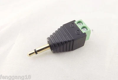 Adapter Converter 3.5mm 1/8" Mono Male Plug To AV Screw Video AV Balun Terminal - Image 1 of 4